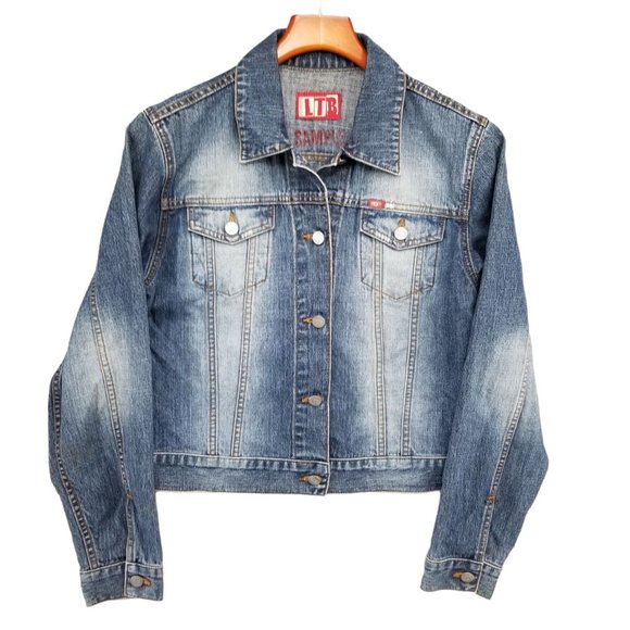 LTB Jeans Denim Jacket Womens Blue Distressed Button Front Long Sleeve Size M - Picture 1 of 12